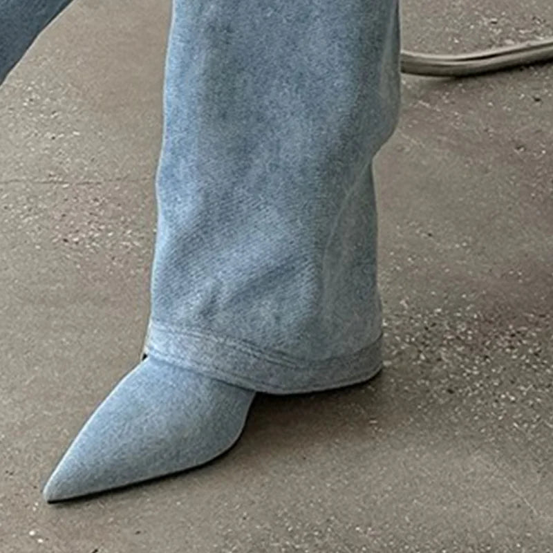 Knee High Cowboy Boots Women's Luxury Pointed Toe Heels Shoes 2025 Elegant Party Long Chelsea Boots Winter New Pumps Mujer Botas