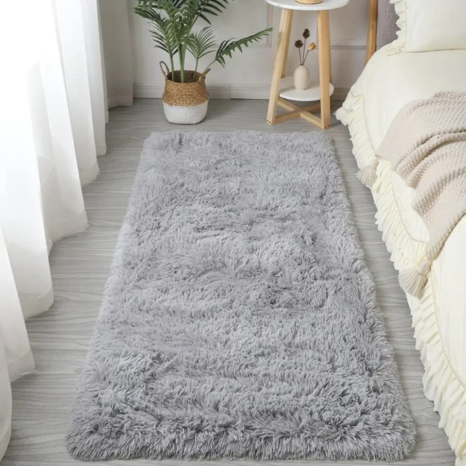 Fluffy Shaggy Imitation Wool Bedside Rugs Non Slip Floor Protection Sofa Cushion Washable Bedroom Mats Home Decor