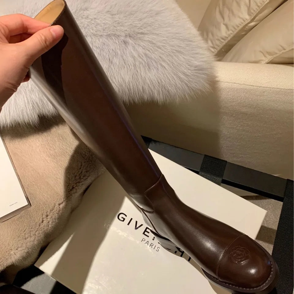 Luxury Woman Shoes Winter Round Toe Knee-High Women Boots Punk Knight Boots Women Shoes New Female Long Booties Zapatos De Mujer