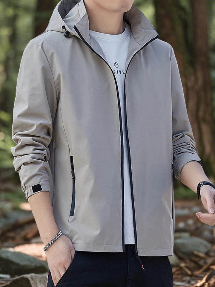 Men's Jackets Outdoor Waterproof Softshell Jacket with Hood Men Hiking Camping Outerwear Lightweight Coats Spring and Autumn