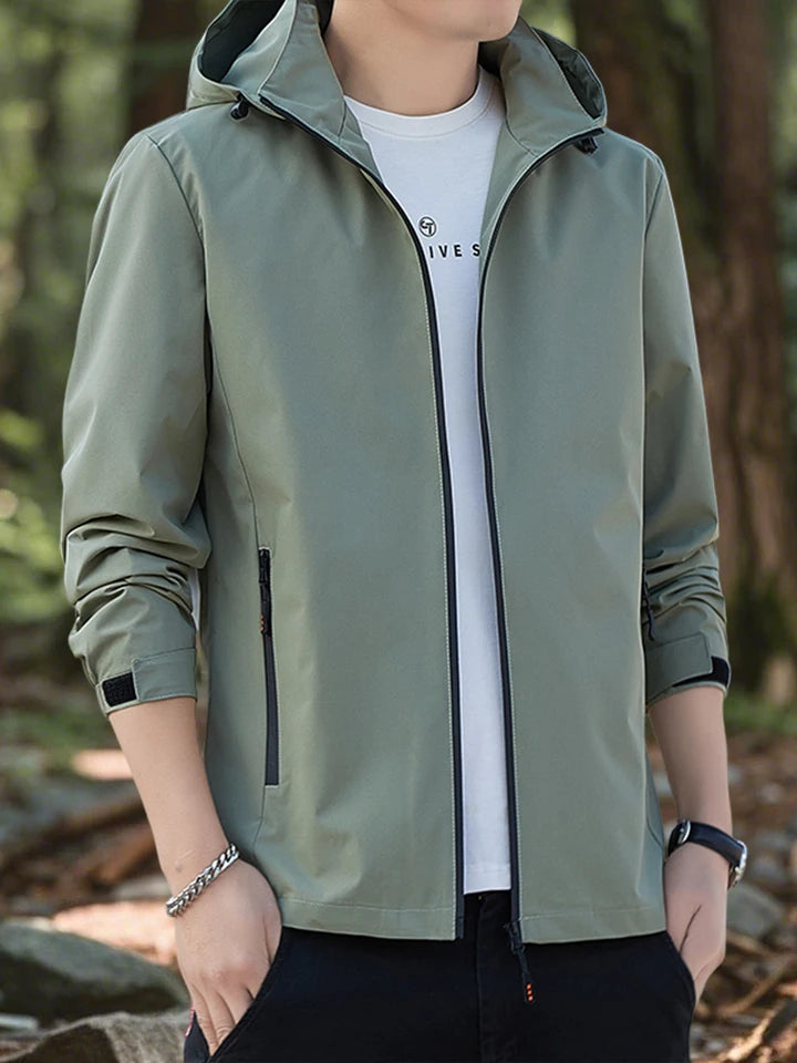 Men's Jackets Outdoor Waterproof Softshell Jacket with Hood Men Hiking Camping Outerwear Lightweight Coats Spring and Autumn